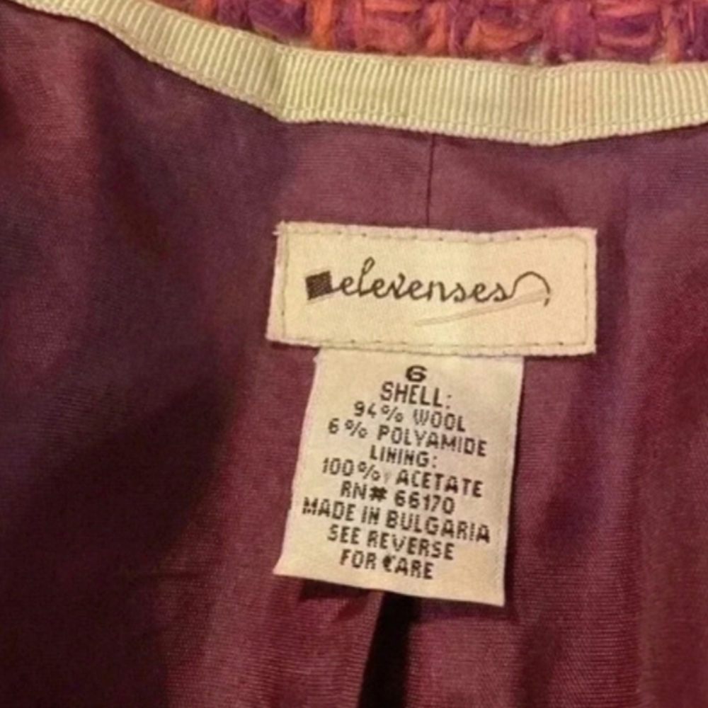 Rare Anthropologie Elevenses Belted Purple/Red Tweed Coat - Picture 4 of 4
